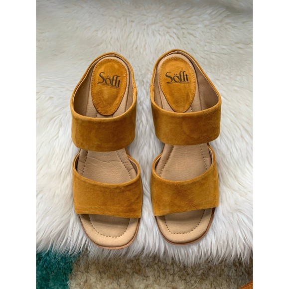 Sofft Shoes - Women's Mustard Suede Double-Strap Sandal